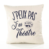 Housse de Coussin Premium théâtre Version Blanc - Coton Canvas Fairtrade Beige Idée Cadeau Décoration Canapé