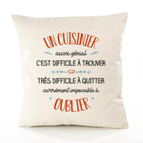Housse de Coussin Premium Un Cuisinier Aussi génial - Coton Canvas Fairtrade Beige Idée Cadeau Décoration Canapé