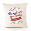Housse de Coussin Premium Coiffeuse Meilleure Monde - Coton Canvas Fairtrade Beige Idée Cadeau Décoration Canapé