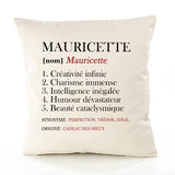 Housse de Coussin Premium Mauricette Définition - Coton Canvas Fairtrade Beige Idée Cadeau Décoration Canapé