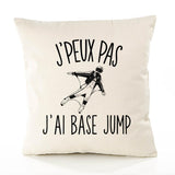 Housse de Coussin Premium Base Jump Version Blanc - Coton Canvas Fairtrade Beige Idée Cadeau Décoration Canapé