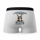 Caleçon Le Joueur De Petanque Panda Grain - Humour Boxer Gris Idée Cadeau