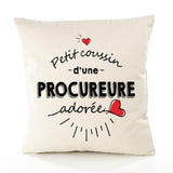 Housse de Coussin Premium Procureure d'amour - Coton Canvas Fairtrade Beige Idée Cadeau Décoration Canapé 40x40