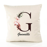 Housse de Coussin Premium Gwenaëlle Lettre - Coton Canvas Fairtrade Beige Idée Cadeau Décoration Canapé 40x40