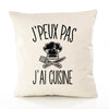 Housse de Coussin Premium Cuisine Version Blanc - Coton Canvas Fairtrade Beige Idée Cadeau Décoration Canapé