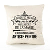 Housse de Coussin Premium Artiste Peintre Grand cru - Coton Canvas Fairtrade Beige Idée Cadeau Décoration Canapé