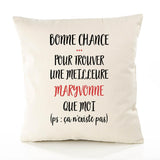 Housse de Coussin Premium Maryvonne ça n'existe Pas - Coton Canvas Fairtrade Beige Idée Cadeau Décoration Canapé