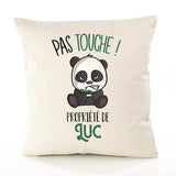 Housse de Coussin Premium Luc Pas Touche Panda - Coton Canvas Fairtrade Beige Idée Cadeau Décoration Canapé 40x40