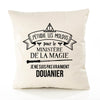 Housse de Coussin Premium Douanier Ministère Magie Homme - Coton Canvas Fairtrade Beige Idée Cadeau Décoration Canapé