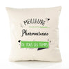 Housse de Coussin Premium Pharmacienne Meilleure Temps Femme - Coton Canvas Fairtrade Beige Idée Cadeau Décoration Canapé