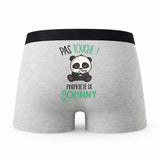 Caleçon Johnny Pas Touche Panda - Humour Boxer Gris Idée Cadeau
