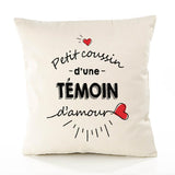 Housse de Coussin Premium Temoin d'amour - Coton Canvas Fairtrade Beige Idée Cadeau Décoration Canapé 40x40