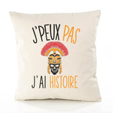 Housse de Coussin Premium Histoire Version Blanc - Coton Canvas Fairtrade Beige Idée Cadeau Décoration Canapé 40x40