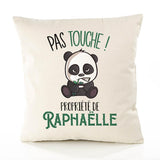 Housse de Coussin Premium Raphaelle Pas Touche Panda - Coton Canvas Fairtrade Beige Idée Cadeau Décoration Canapé 40x40