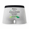 Caleçon Merci Poissonnier Inoubliable - Humour Boxer Gris Idée Cadeau