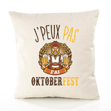 Housse de Coussin Premium Oktoberfest Version Blanc - Coton Canvas Fairtrade Beige Idée Cadeau Décoration Canapé