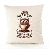 Housse de Coussin Premium Aurore Chouette Grain - Coton Canvas Fairtrade Beige Idée Cadeau Décoration Canapé