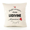 Housse de Coussin Premium Ludivine d'amour - Coton Canvas Fairtrade Beige Idée Cadeau Décoration Canapé 40x40