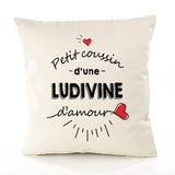 Housse de Coussin Premium Ludivine d'amour - Coton Canvas Fairtrade Beige Idée Cadeau Décoration Canapé 40x40