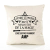 Housse de Coussin Premium amp Ministère Magie Homme - Coton Canvas Fairtrade Beige Idée Cadeau Décoration Canapé