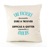 Housse de Coussin Premium Une Factrice Formidable - Coton Canvas Fairtrade Beige Idée Cadeau Décoration Canapé
