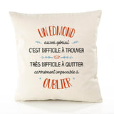 Housse de Coussin Premium Un Edmond Aussi génial - Coton Canvas Fairtrade Beige Idée Cadeau Décoration Canapé