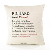 Housse de Coussin Premium Richard Définition - Coton Canvas Fairtrade Beige Idée Cadeau Décoration Canapé