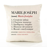 Housse de Coussin Premium Marie-Josèphe Définition - Coton Canvas Fairtrade Beige Idée Cadeau Décoration Canapé