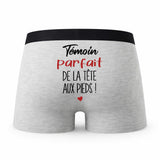 Caleçon Temoin Parfait de la Tête aux Pieds - Humour Boxer Gris Cadeau