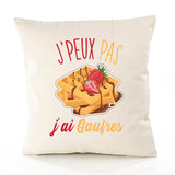 Housse de Coussin Premium gaufres Version Blanc - Coton Canvas Fairtrade Beige Idée Cadeau Décoration Canapé