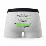 Caleçon Meilleur Fiance de Tous Les Temps - Humour Boxer Gris Idée Cadeau