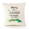 Housse de Coussin Premium Merci Cuisinier Inoubliable - Coton Canvas Fairtrade Beige Idée Cadeau Décoration Canapé