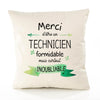 Housse de Coussin Premium Merci Technicien Inoubliable - Coton Canvas Fairtrade Beige Idée Cadeau Décoration Canapé