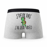 Caleçon Jeux Video Tortue - Humour Boxer Gris Idée Cadeau Passion