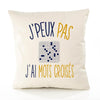 Housse de Coussin Premium Mots croisés Version Blanc - Coton Canvas Fairtrade Beige Idée Cadeau Décoration Canapé