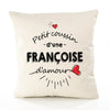 Housse de Coussin Premium Francoise d'amour - Coton Canvas Fairtrade Beige Idée Cadeau Décoration Canapé 40x40