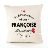Housse de Coussin Premium Francoise d'amour - Coton Canvas Fairtrade Beige Idée Cadeau Décoration Canapé 40x40