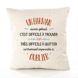 Housse de Coussin Premium Un Barman Aussi génial - Coton Canvas Fairtrade Beige Idée Cadeau Décoration Canapé