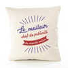 Housse de Coussin Premium Chef de publicité Meilleur Monde - Coton Canvas Fairtrade Beige Idée Cadeau Décoration Canapé