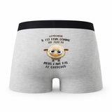 Caleçon Le Pecheur Agneau - Humour Boxer Gris Idée Cadeau