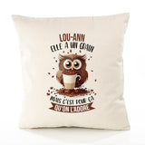 Housse de Coussin Premium Lou-Ann Chouette Grain - Coton Canvas Fairtrade Beige Idée Cadeau Décoration Canapé 40x40