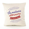 Housse de Coussin Premium veterinaire Meilleure Monde - Coton Canvas Fairtrade Beige Idée Cadeau Décoration Canapé
