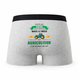 Caleçon Papa Agriculteur - Humour Boxer Gris Idée Cadeau Fête des Pères