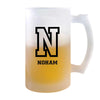 Verre à Bière Noham Lettre Sport | Chope de Bière Pinte | Idée Cadeau Prénom Style Basket Université Anniversaire Papa Collègue Départ Retraite Noël