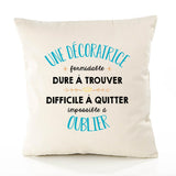 Housse de Coussin Premium Une Décoratrice Formidable - Coton Canvas Fairtrade Beige Idée Cadeau Décoration Canapé