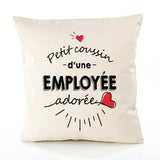 Housse de Coussin Premium Employee d'amour - Coton Canvas Fairtrade Beige Idée Cadeau Décoration Canapé 40x40