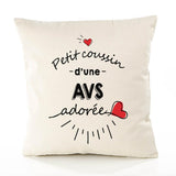 Housse de Coussin Premium AVS d'amour - Coton Canvas Fairtrade Beige Idée Cadeau Décoration Canapé 40x40