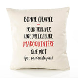 Housse de Coussin Premium Maroquinière ça n'existe Pas - Coton Canvas Fairtrade Beige Idée Cadeau Décoration Canapé