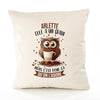 Housse de Coussin Premium Arlette Chouette Grain - Coton Canvas Fairtrade Beige Idée Cadeau Décoration Canapé