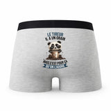Caleçon Le Tireur Panda Grain - Humour Boxer Gris Idée Cadeau